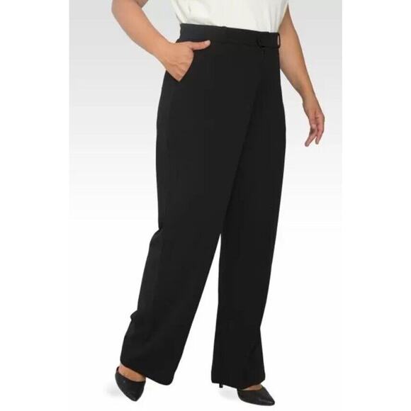 Standards & Practices Solid Stretch Crepe Wide Leg Black Trousers Women’s 16 NEW - Picture 3 of 13
